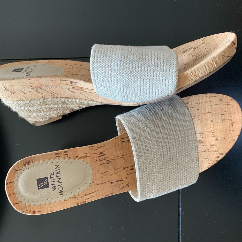 White Mountain Tan Espadrille Open Toe Wedge